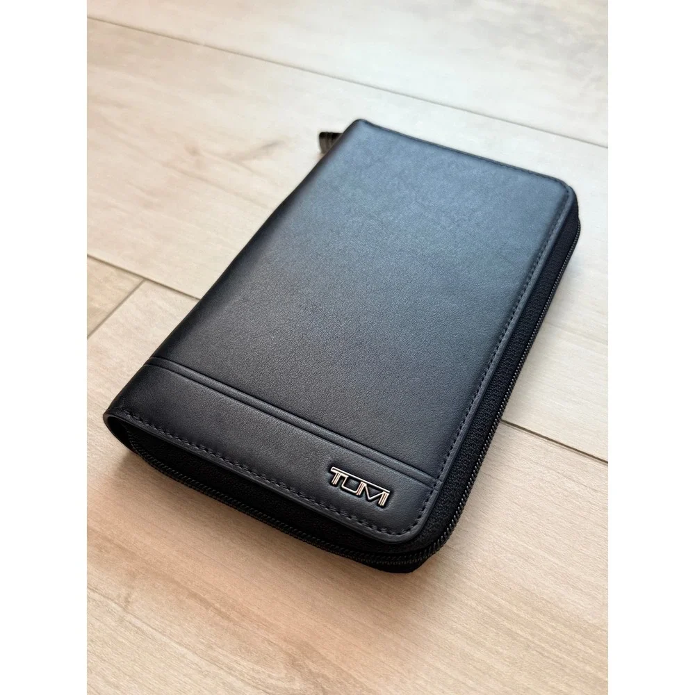 NWT $295 Tumi Horizon SLG Black Smooth Leather Zip Around Travel Wallet